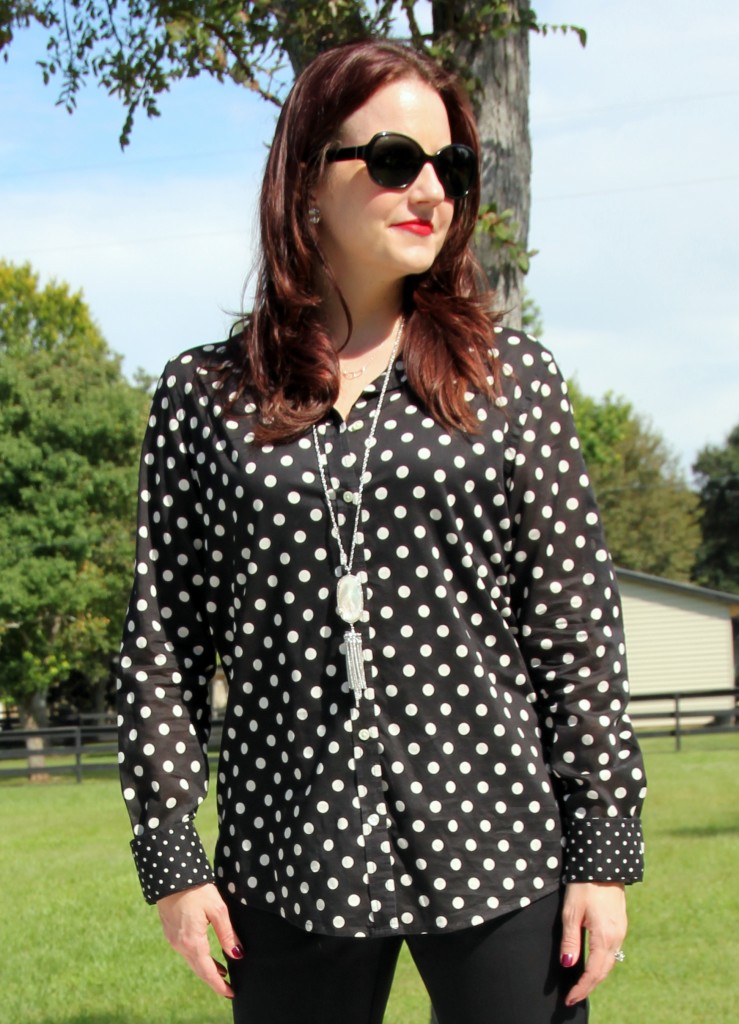 Black Polka dots with silver jewelry