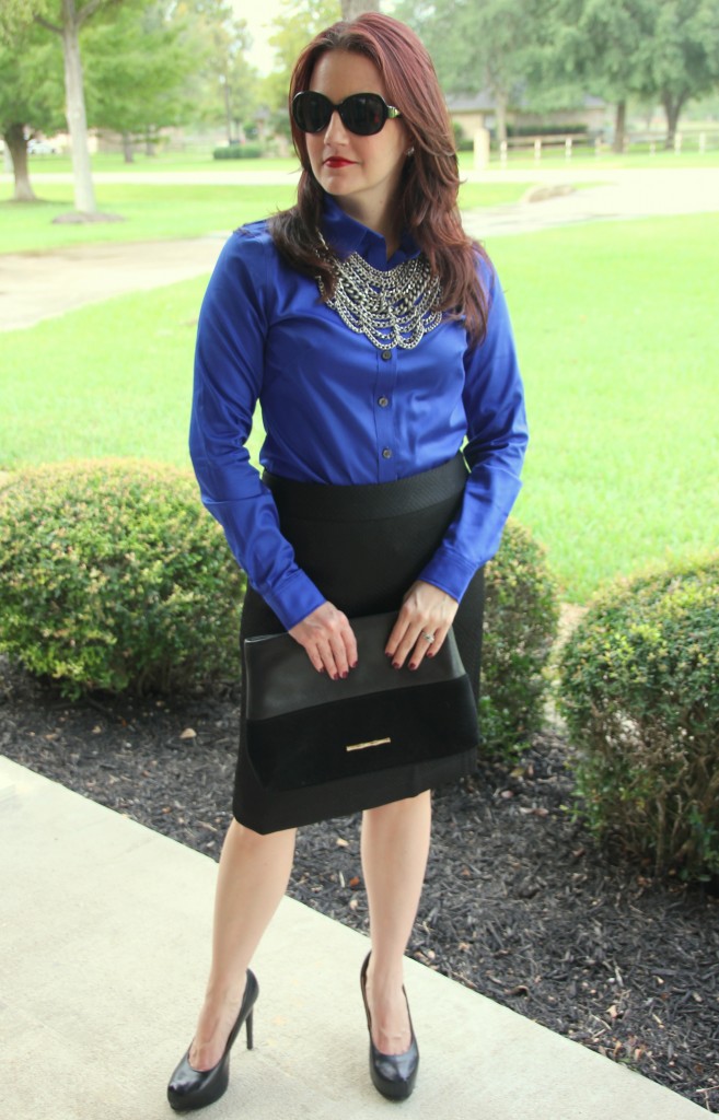 Work Style Pencil Skirt Statement Necklace