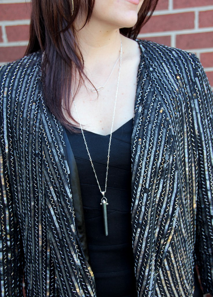 Embellished Jacket with Silver Jewelry