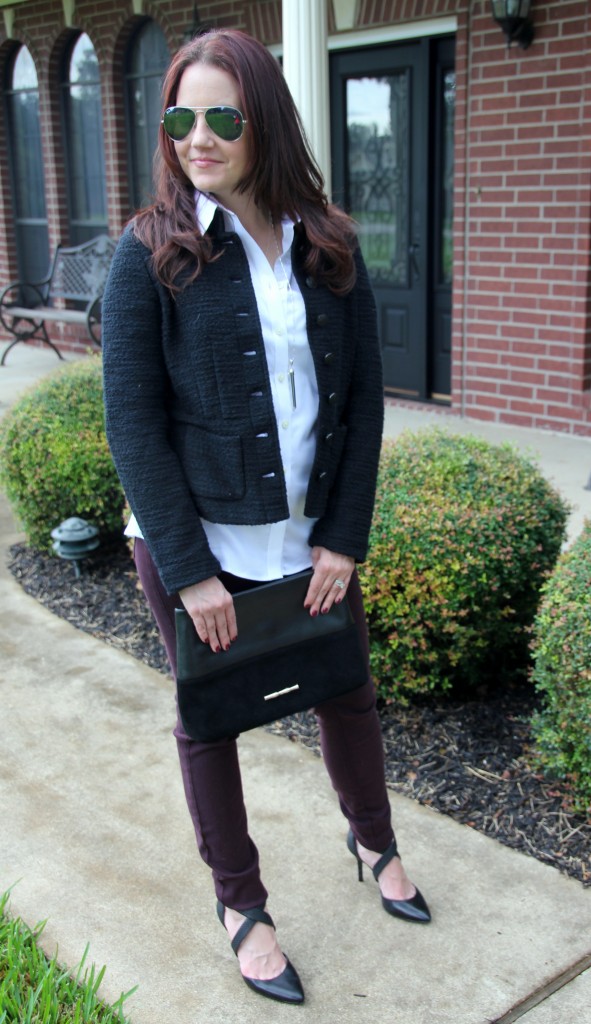 Fall Style, Skinny Jeans with Tweed jacket, perfect Thanksgiving outfit
