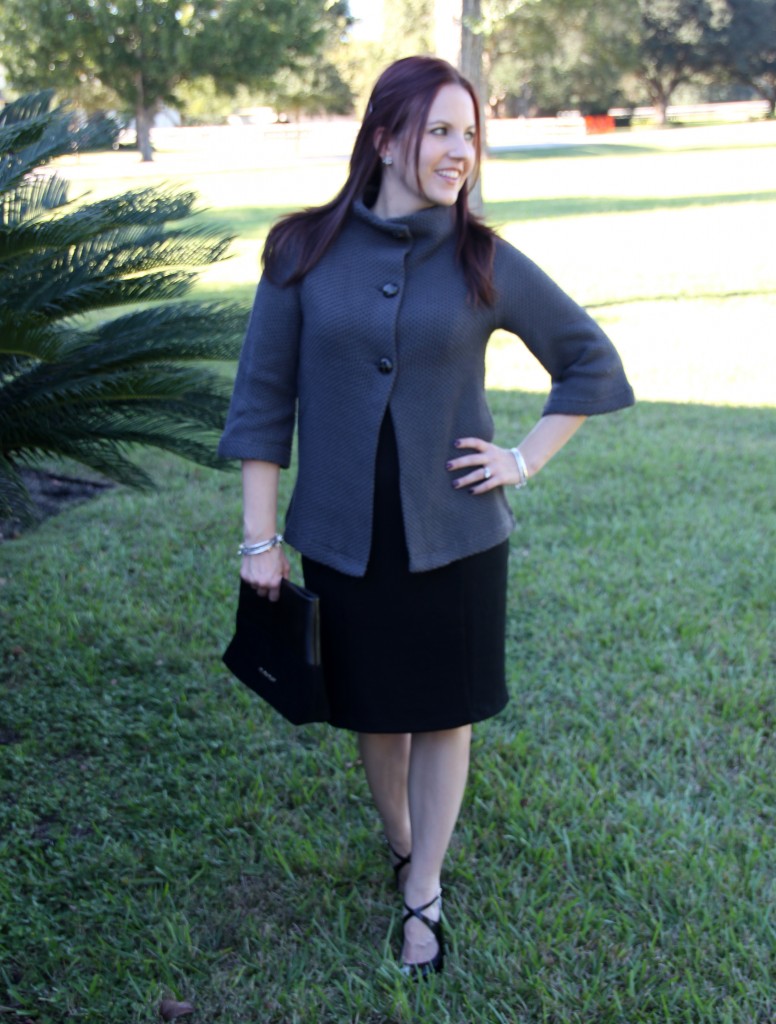 Work Style Look, transitioning dress to fall with cardigan