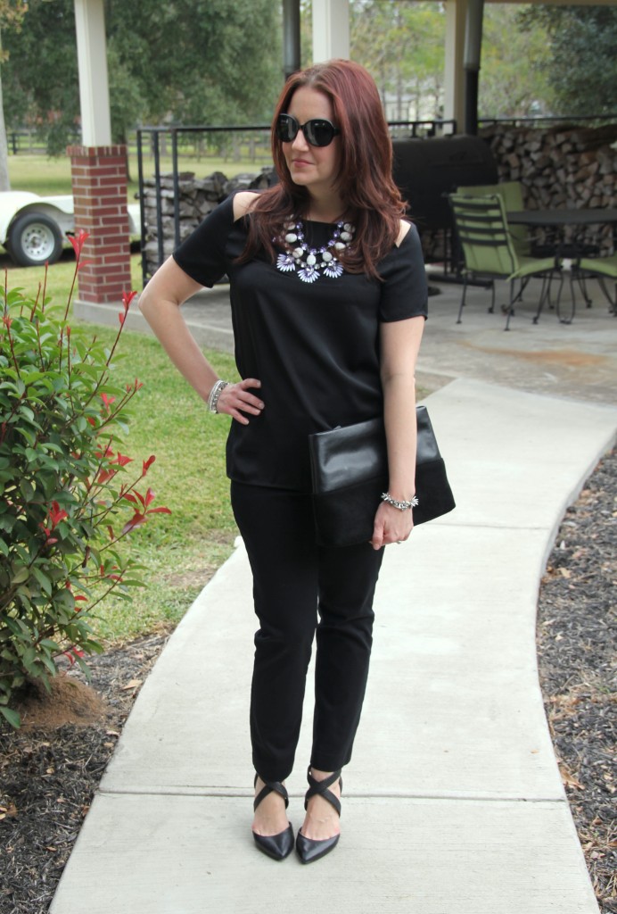 Statement Necklace paired with an all black outfit