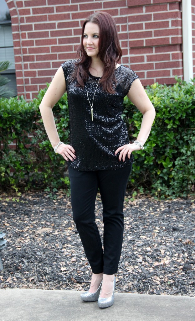All Black with sequins sparkle, great for holiday parties