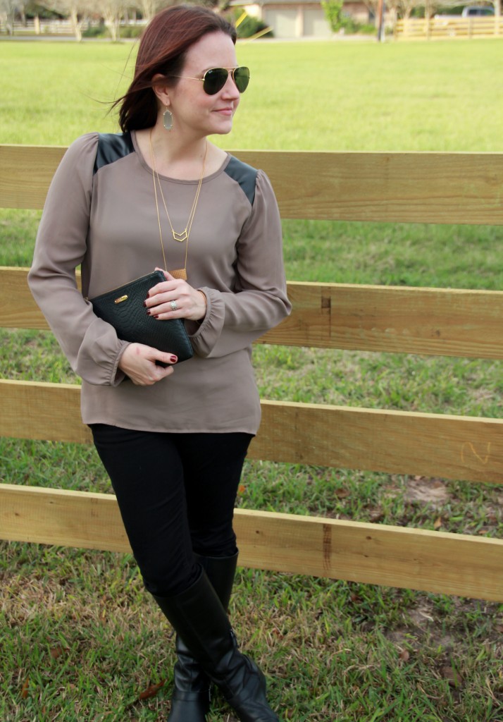 Everly Blouse with Skinny jeans and riding boots - casual work outfit, great weekend look!