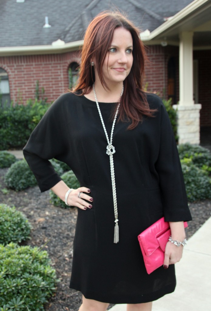 Little Black dress paired with bright accessories, love it!