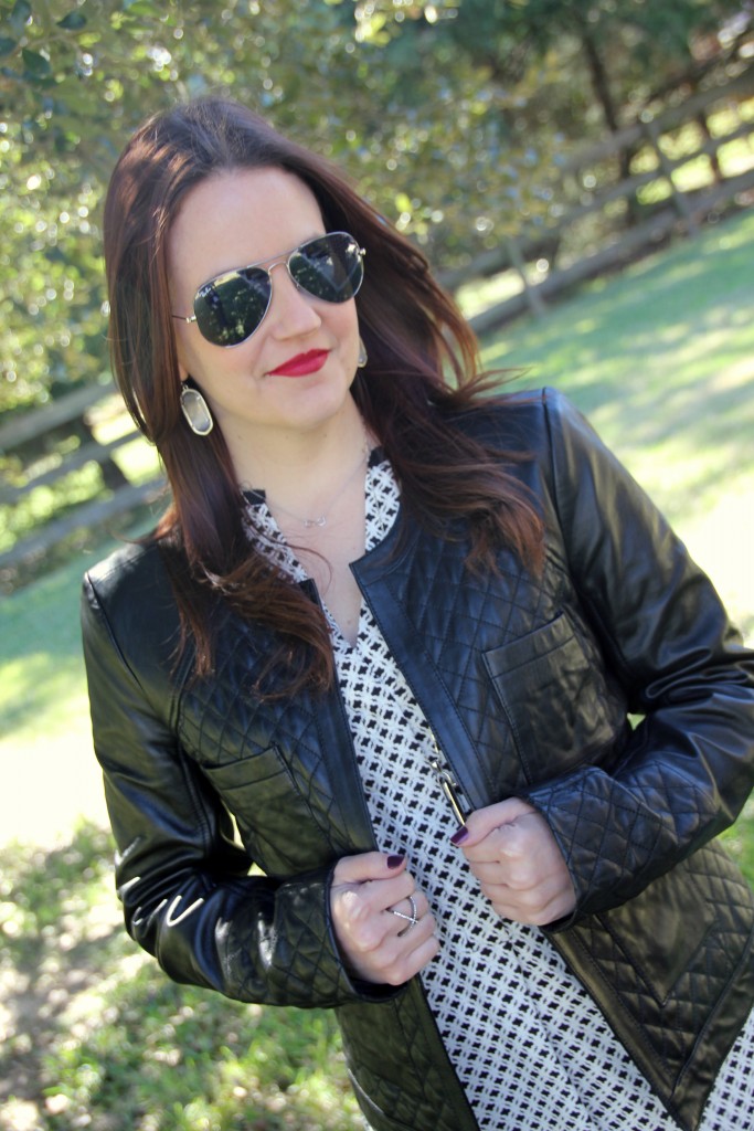Leather Jacket adds rocker edge to GNO outfit without hiding what I'm wearing