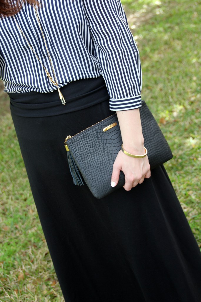 pinterest inspiration from Emma Watson to create a work office look with maxi skirt and button down blouse