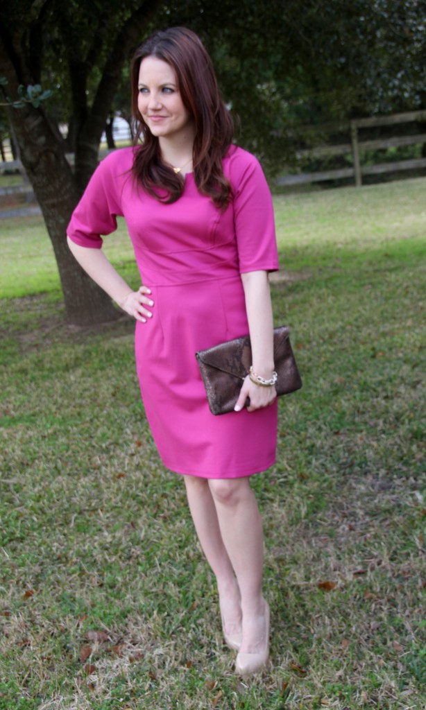 Customized pink dress to add sleeves, office outfit idea, spring look