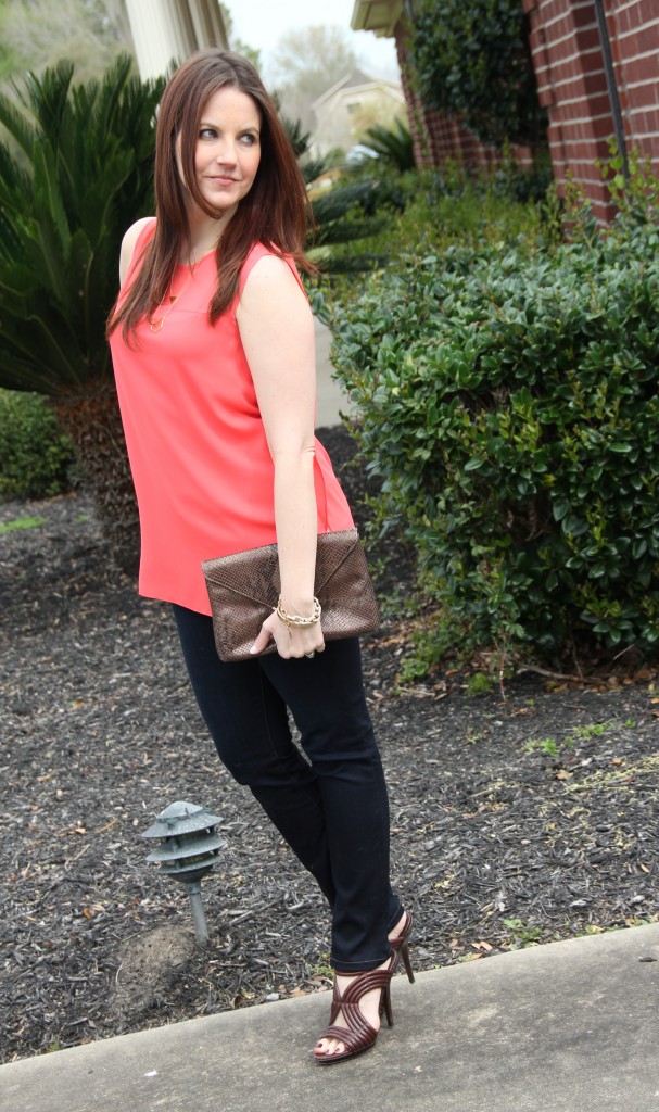 Spring Outfit Idea - Vince Camuto Blouse with Paige Denim and Elizabeth and James Heels | Lady in Violet