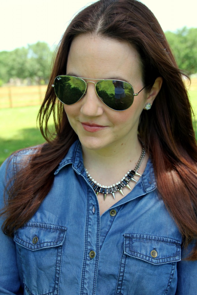 Slate Necklace with Chambray Shirt | Lady in Violet