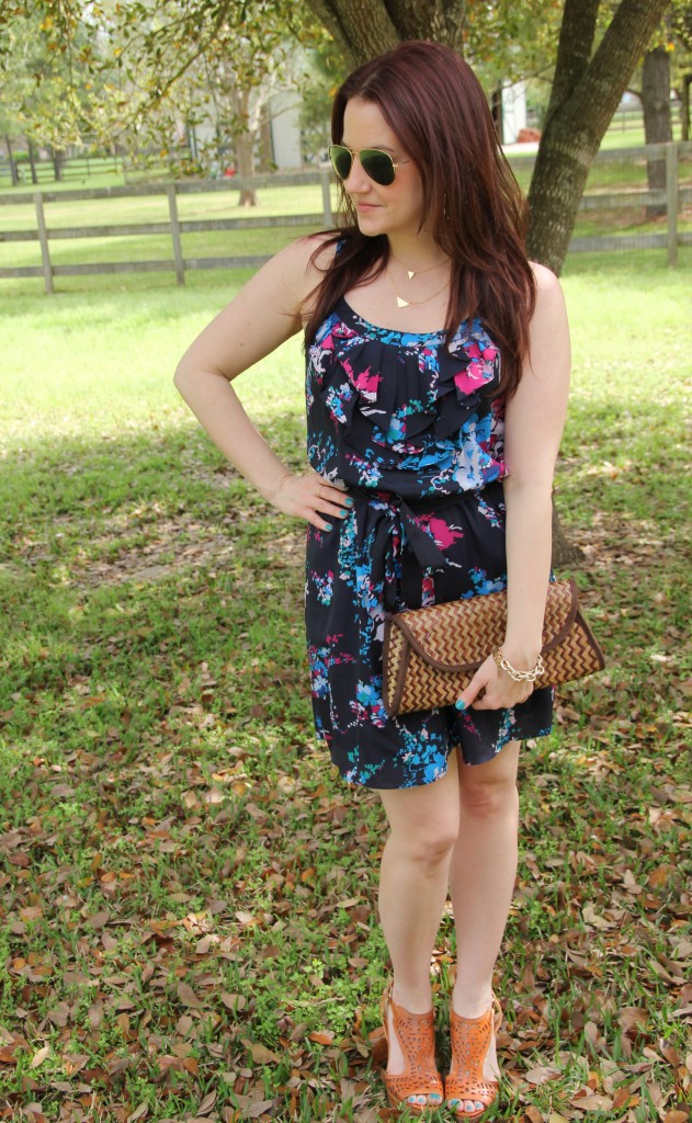 Summer Outfit Idea - Floral Dress with Wedges | Lady in Violet