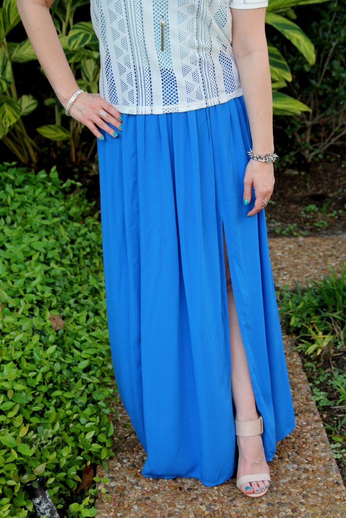 Topshop Blue Slit Maxi Skirt, perfect for spring! | Lady in Violet