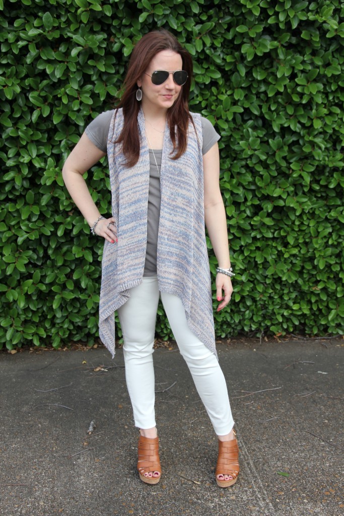 Outfit Idea - Sleeveless Cardigan with white denim | Lady in Violet