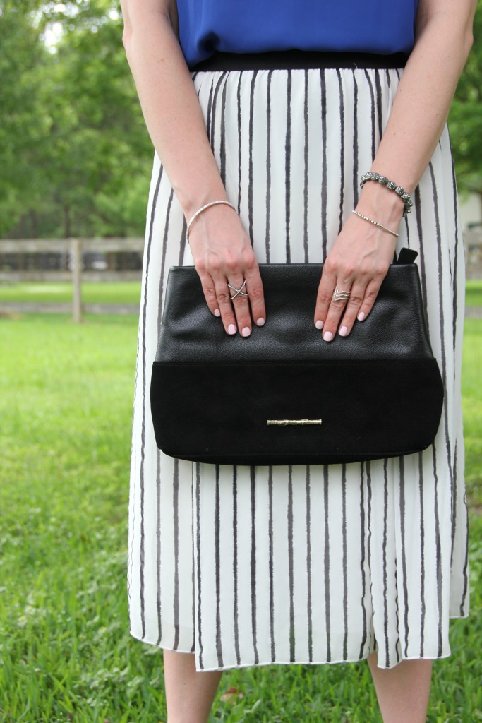 Leith Midi Skirt and Elaine Turner Clutch | Lady in Violet