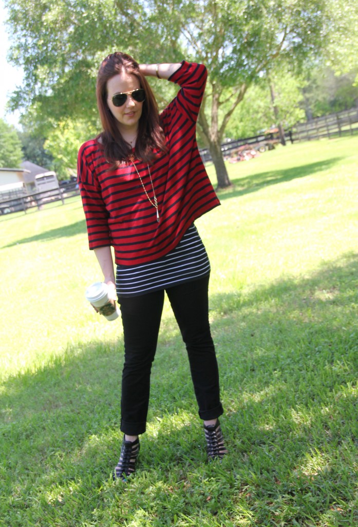 Casual Weekend Outfit Idea - Stripes print mixing | Lady in Violet