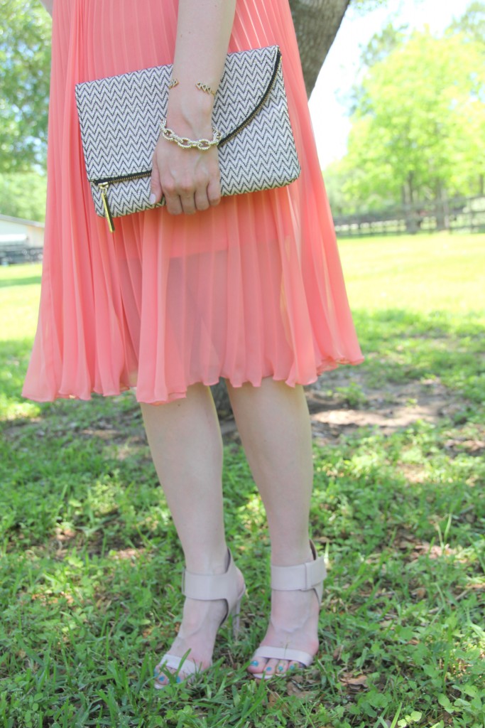 Pleated Midi Skirt and Nude Sandals | Lady in Violet