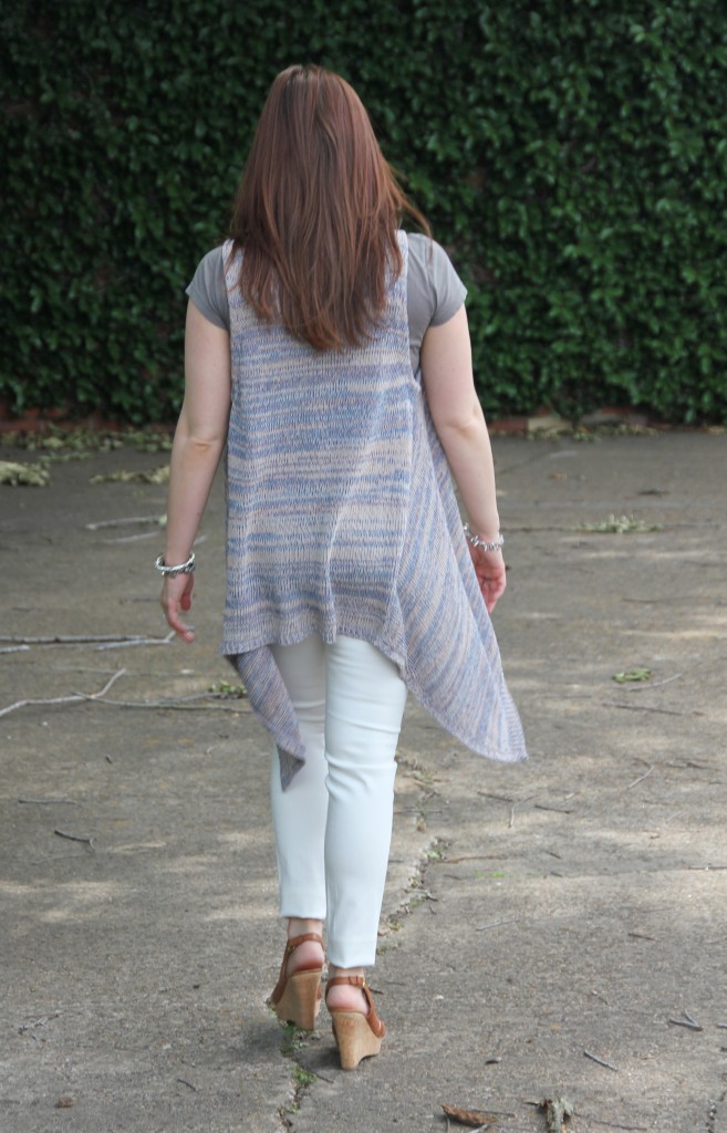 Spring Outfit Idea - Sleeveless Cardigan with white denim | Lady in Violet