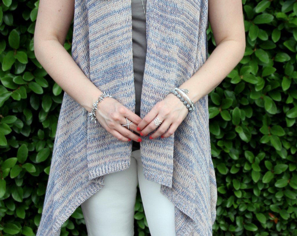 Halston Sleeveless Cardigan and Stella and Dot Jewelry | Lady in Violet