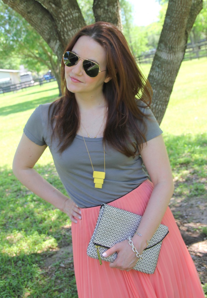 Casual Tee with Fancy Midi Skirt, perfect for a laid back weekend outfit | Lady in Violet