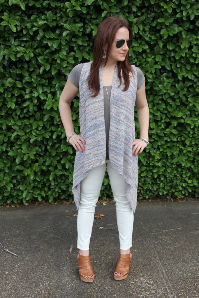 Outfit Idea - Sleeveless Cardigan with white denim | Lady in Violet