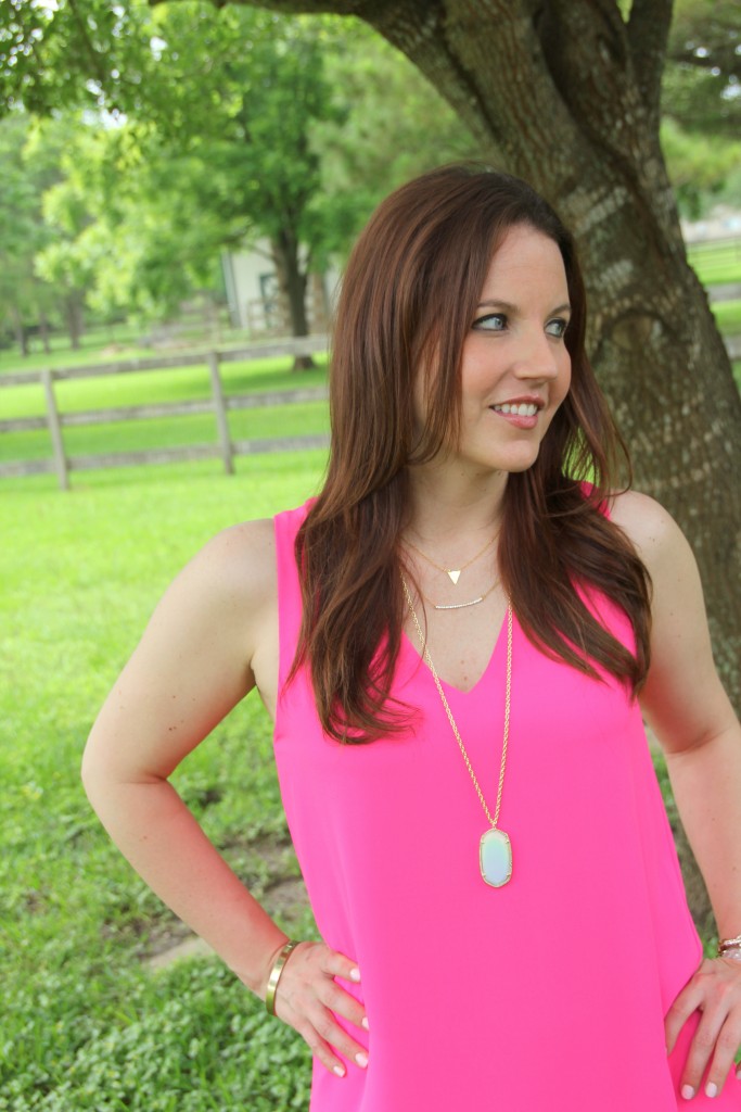 Everly Pink Dress with gold necklaces | Lady in Violet