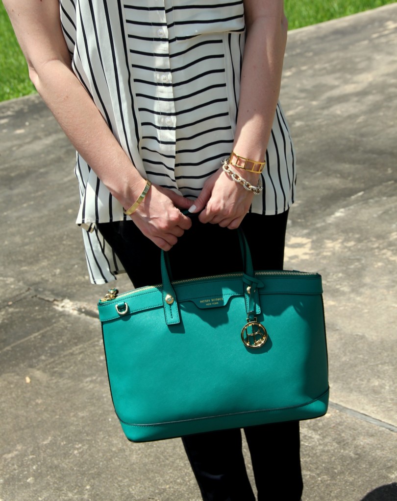 Stripes and a Pop of color purse | Lady in Violet