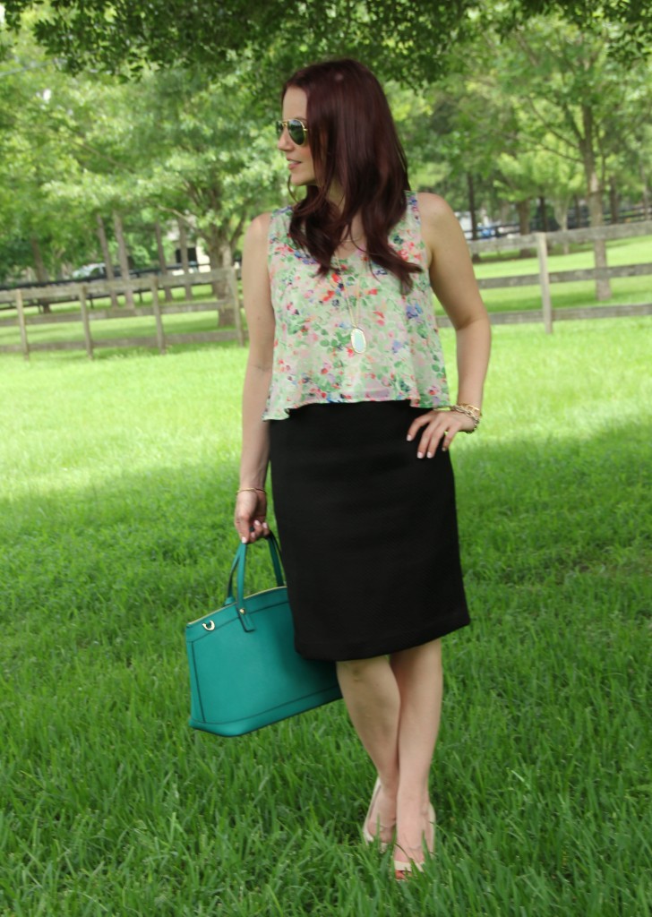 Floral Tank and Pencil Skirt | Lady in Violet