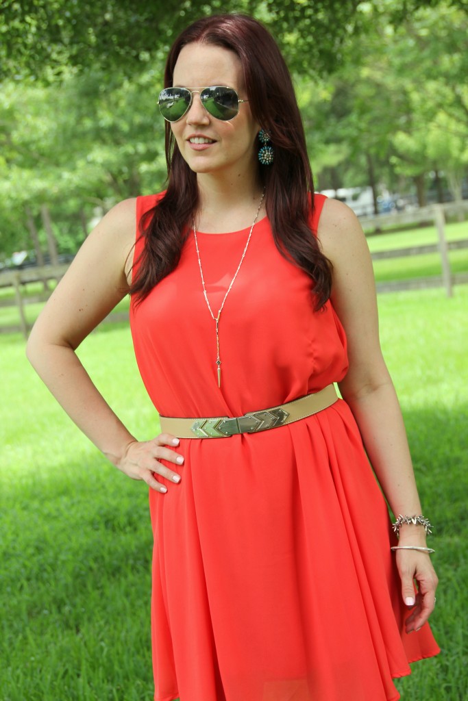 Spring Outfit Idea - Bright Orange dress | Lady in Violet