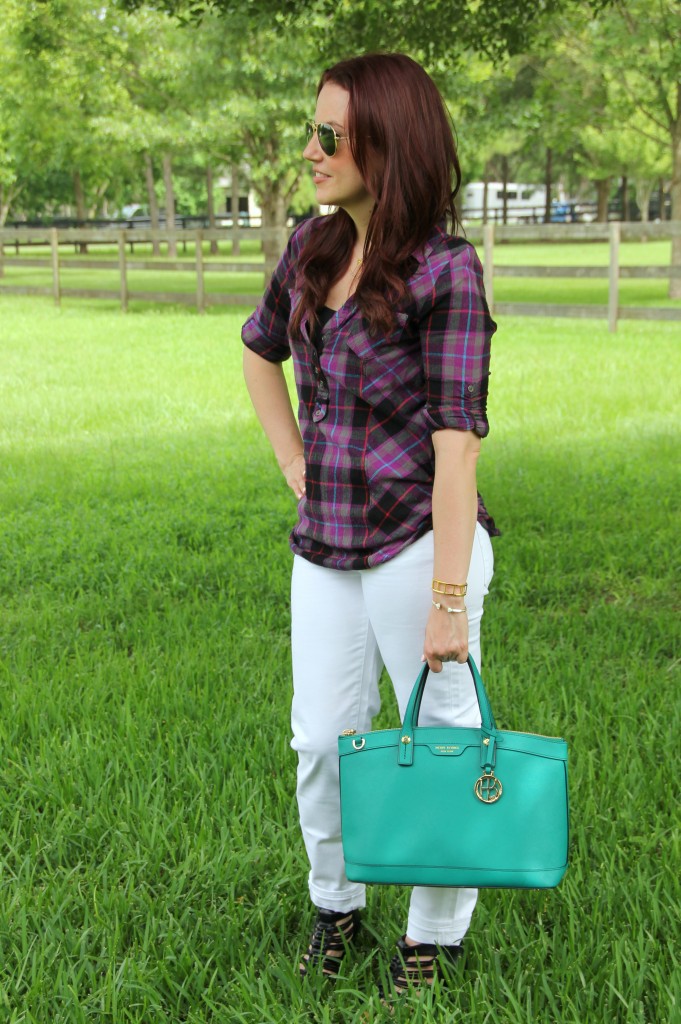 Plaid Shirt Outfit Idea | Lady in Violet