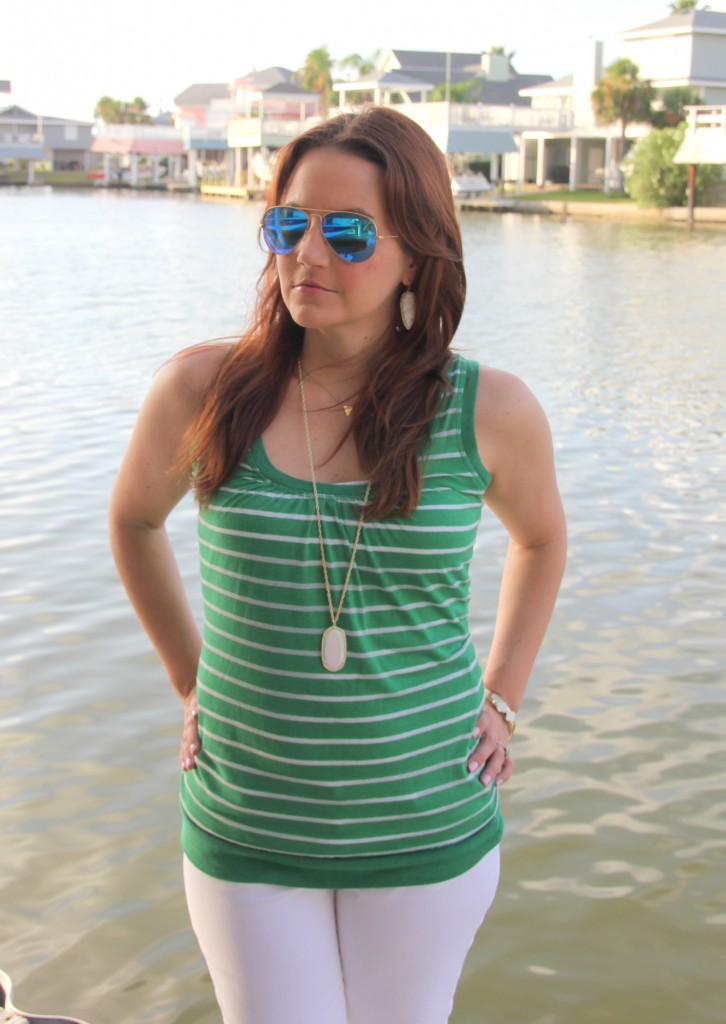 Green Striped Tank Top | Lady in Violet