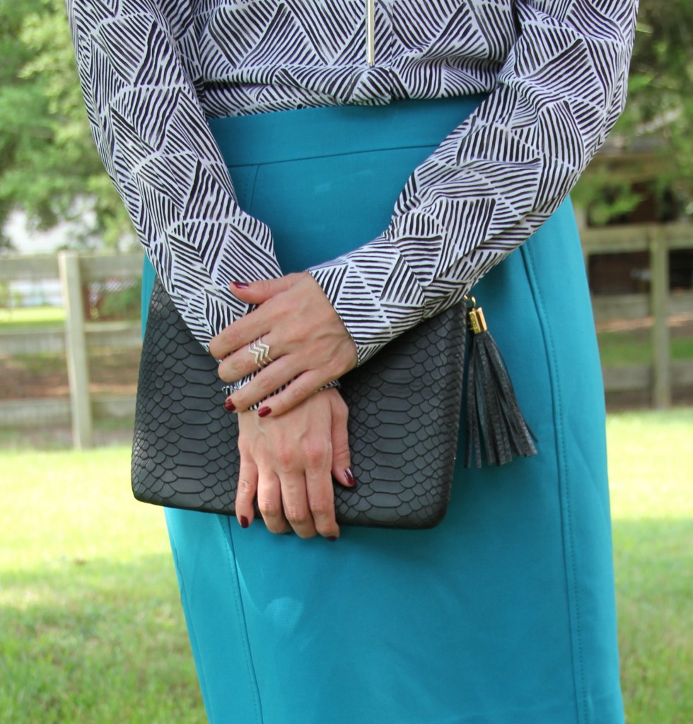 Halogen Pencil Skirt and Gigi NY Bag | Lady in Violet