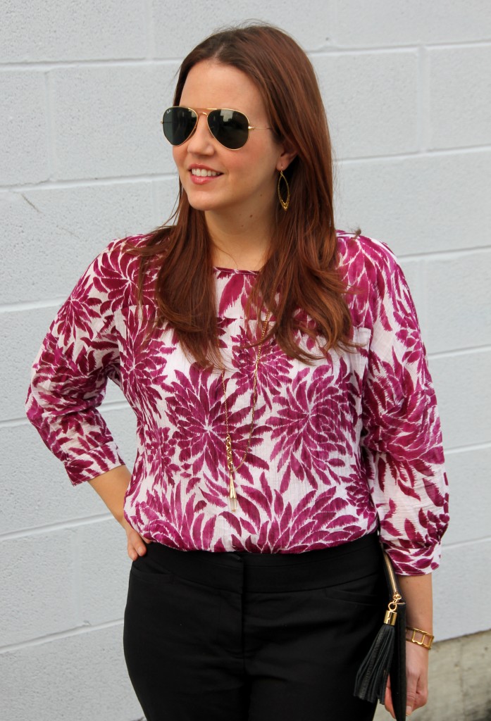 Pink Floral Blouse for work | Lady in Violet