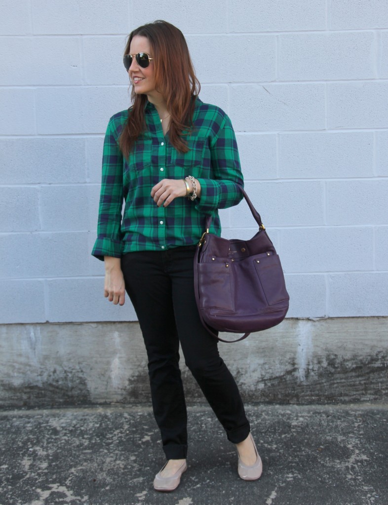 Fall Outfit Idea - flannel shirt and skinny jeans | Lady in Violet