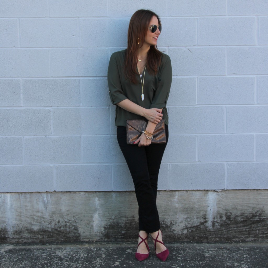 Fall Outfit - Tunic and Skinny Jeans with Heels | Lady in Violet