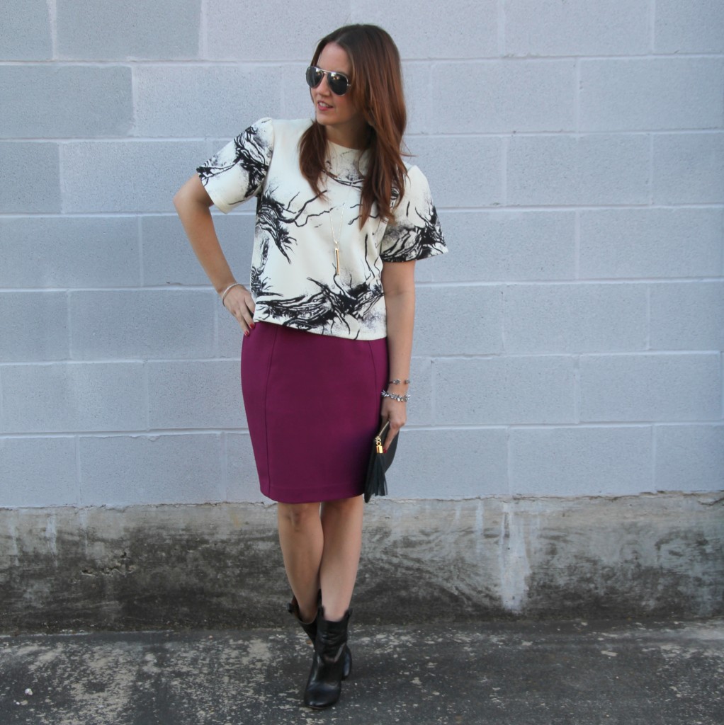 Work Outfit Idea with Pencil Skirt | Lady in Violet