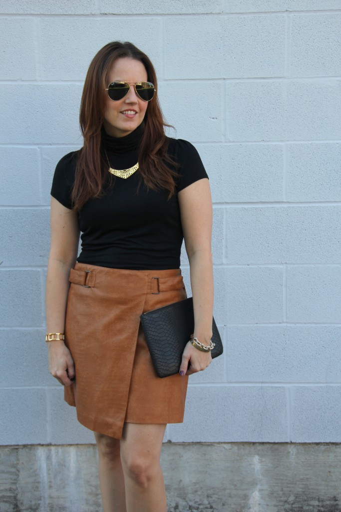 Camel leather outlet skirt