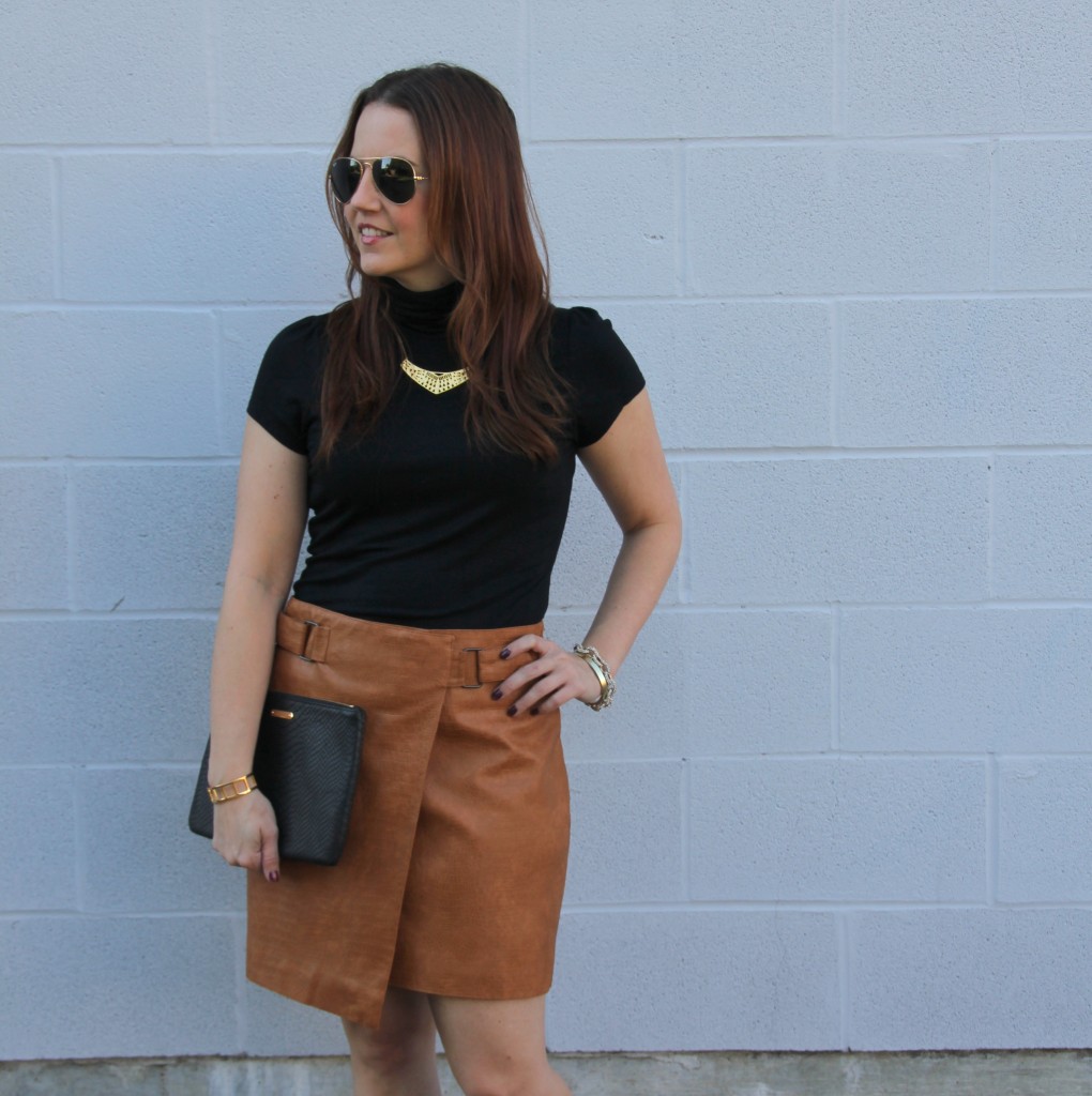 Fall Fashion Outfit Leather Skirt | Lady in Violet