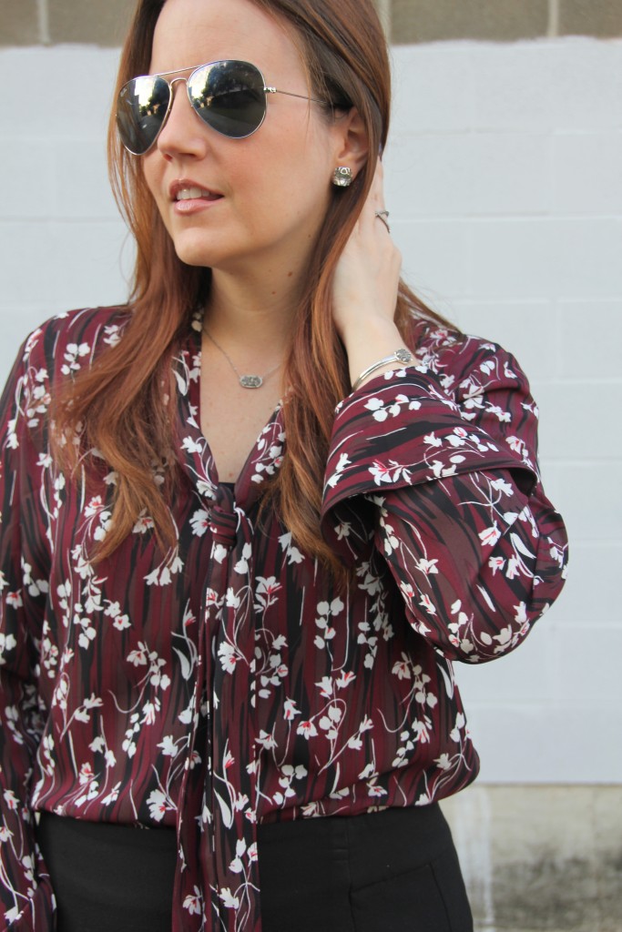 Fall Floral Print Tie-Neck Blouse | Lady in Violet