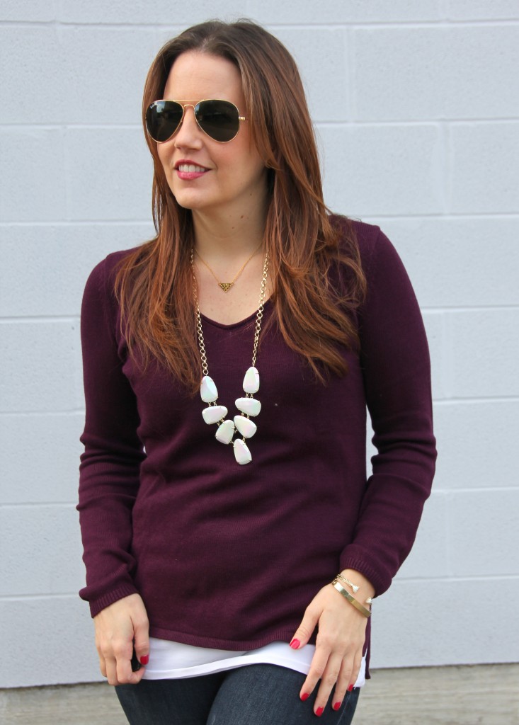 Pullover Sweater and Kendra Scott Harlie Necklace | Lady in Violet