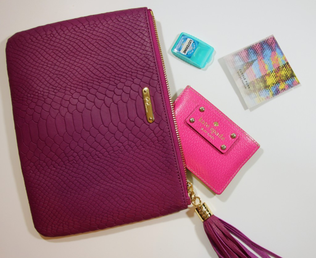 Holiday clutch must-haves - Wallet, perfume, listerine pocket packs | Lady in Violet