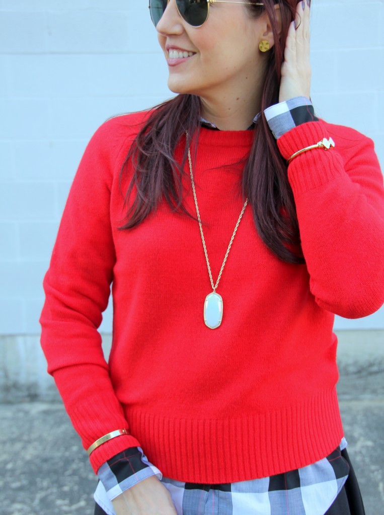 Red Sweater and Kendra Scott Necklace | Lady in Violet