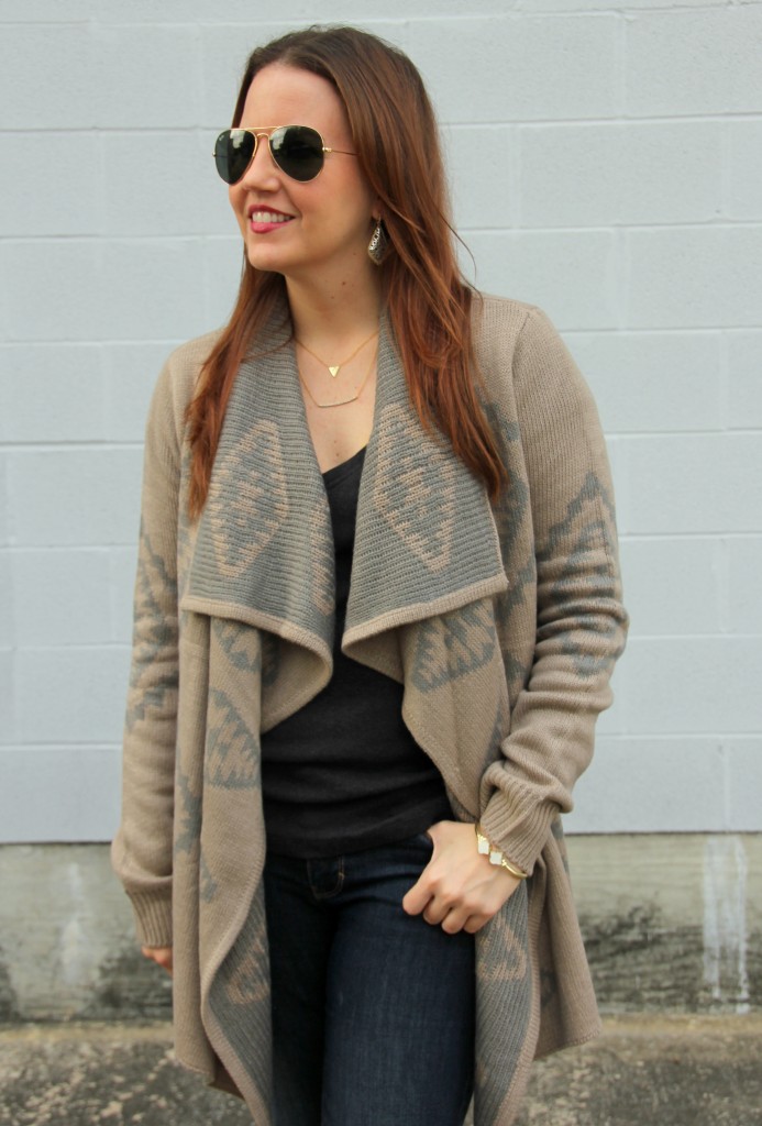 Layered Fall Outfit Inspiration - Long Cardigan and V-neck Tee | Lady in Violet