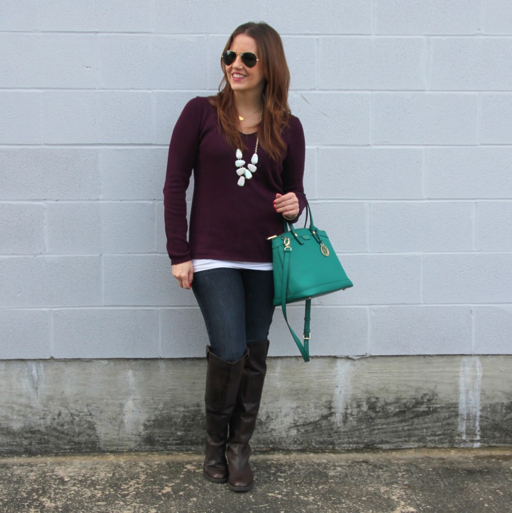 Winter Outfit Idea - Sweater and Riding Boots | Lady in Violet