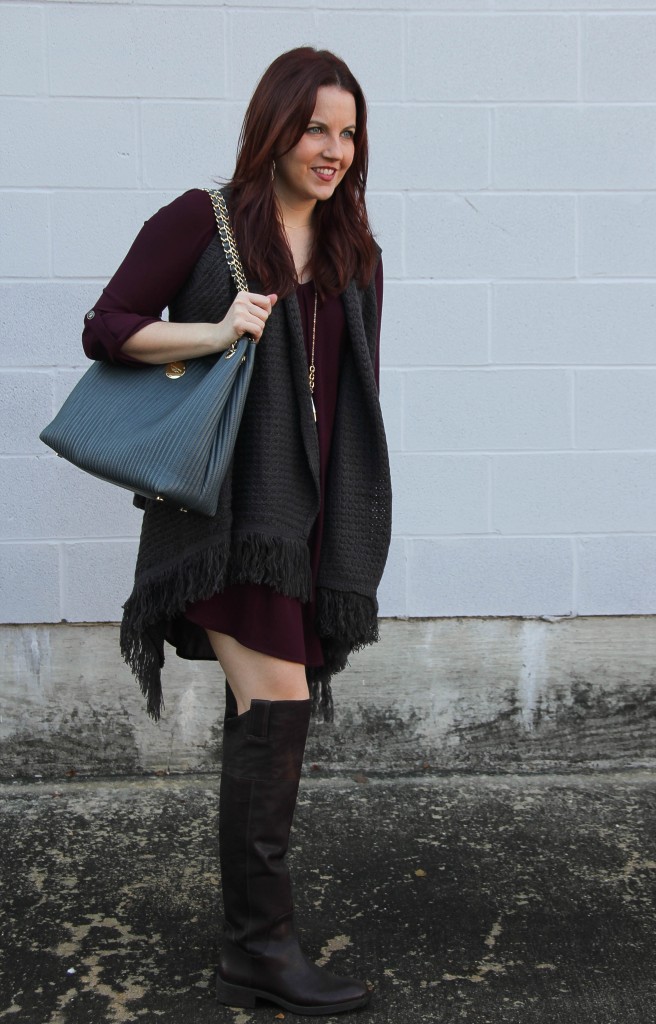 Fall Outfit - OTK boots and Sweater Vests | Lady in Violet