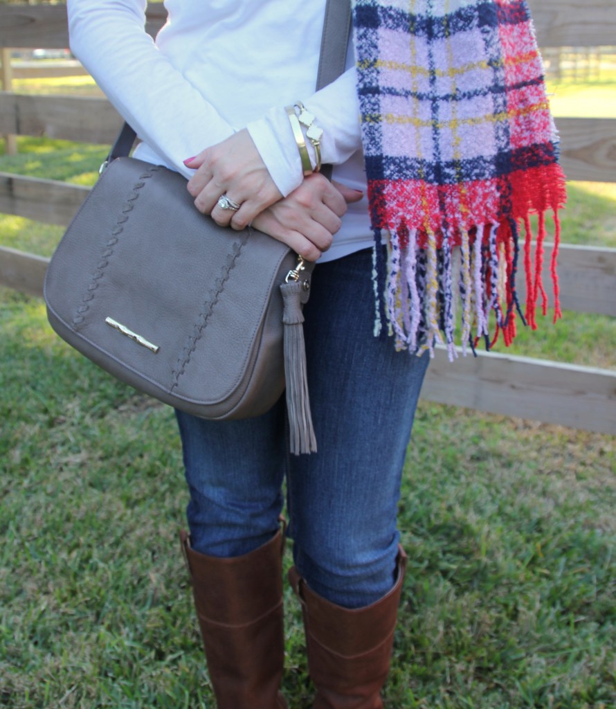 Fall Outfit - Boots, Scarf, and Jeans | Lady in Violet