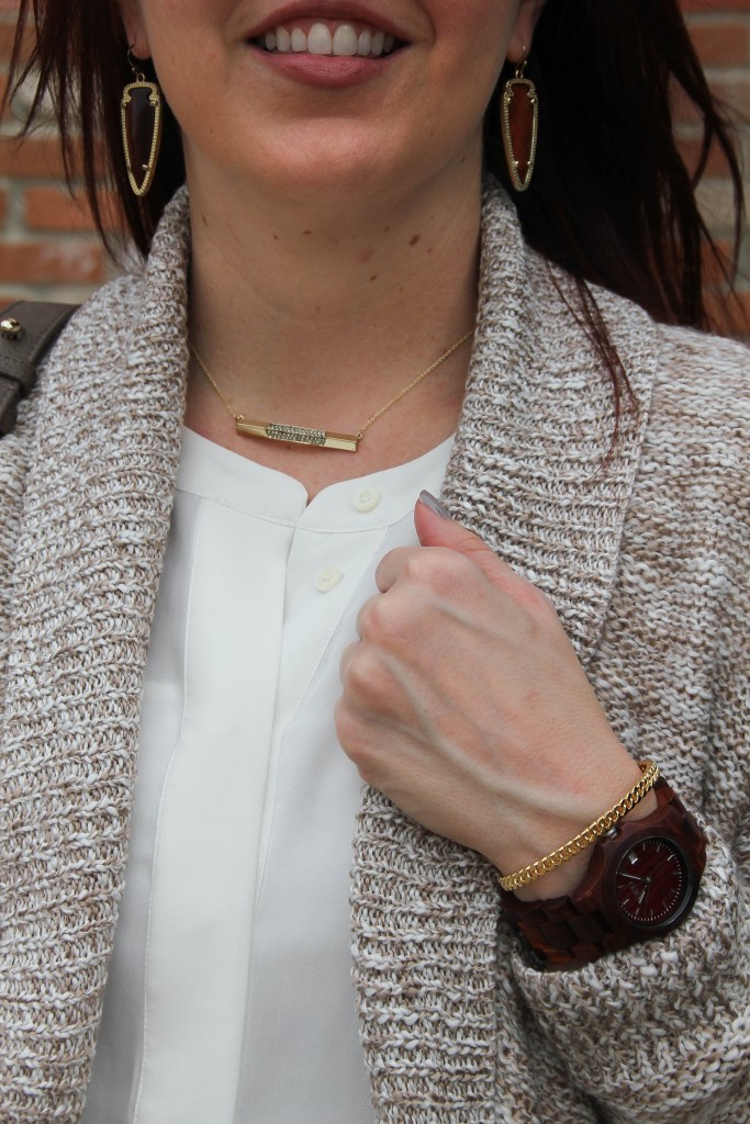 House of Harlow Bar Necklace and Wood Watch | Lady in Violet