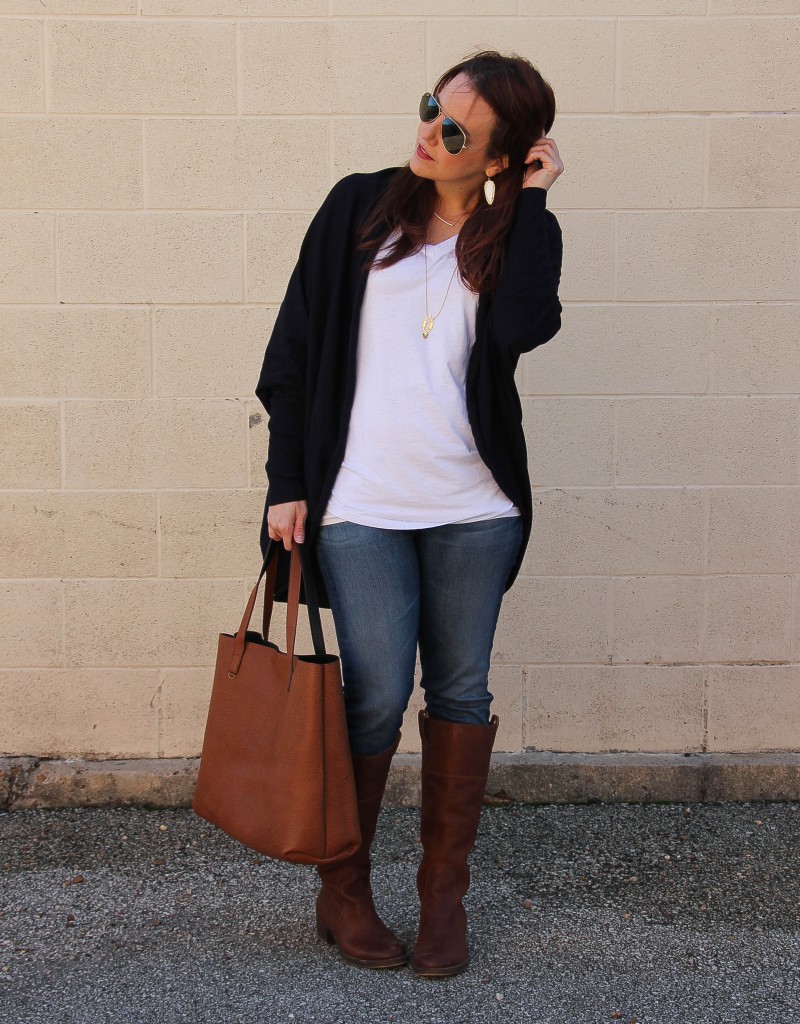 Winter Outfit - Cocoon Cardigan and Jeans | Lady in Violet