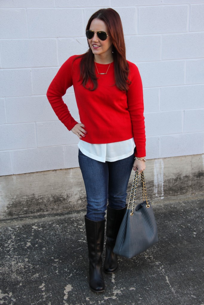 Winter Outfit Idea - Sweater and Riding Boots | Lady in Violet