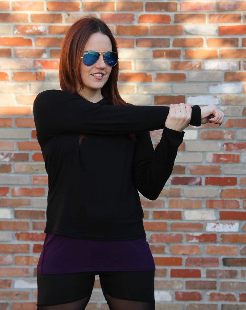 Boohoo black mesh workout hoodie | Lady in Violet