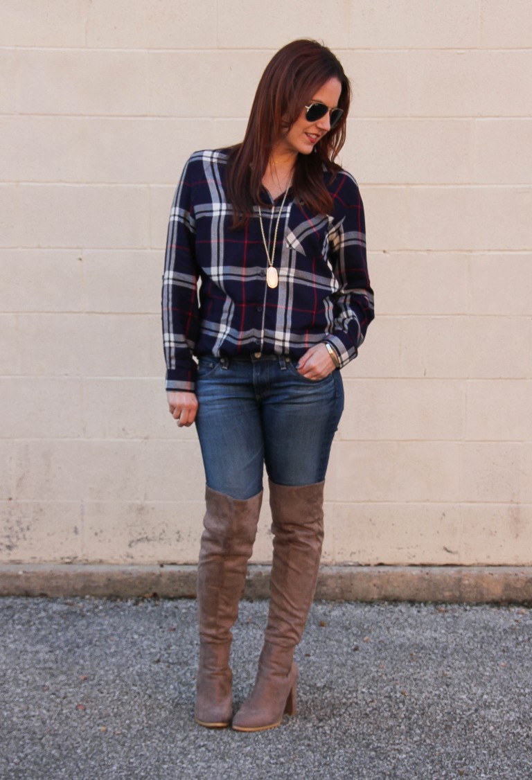 Houston Rodeo Outfit: Plaid and OTK Boots - Lady in VioletLady in Violet